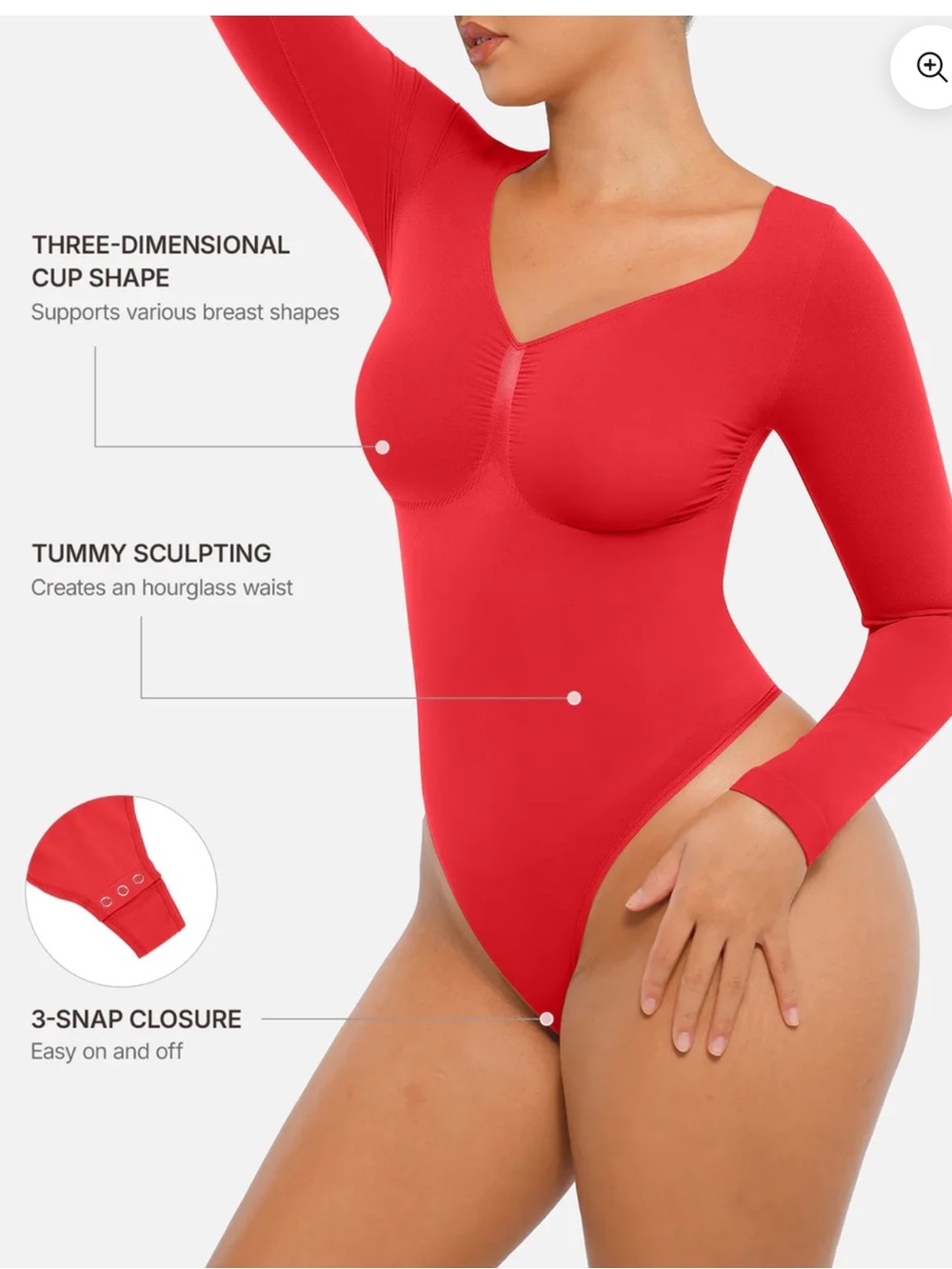 FEELINGIRL SEAMLESS LONG SLEEVE TUMMY CONTROL THONG BODYSUIT